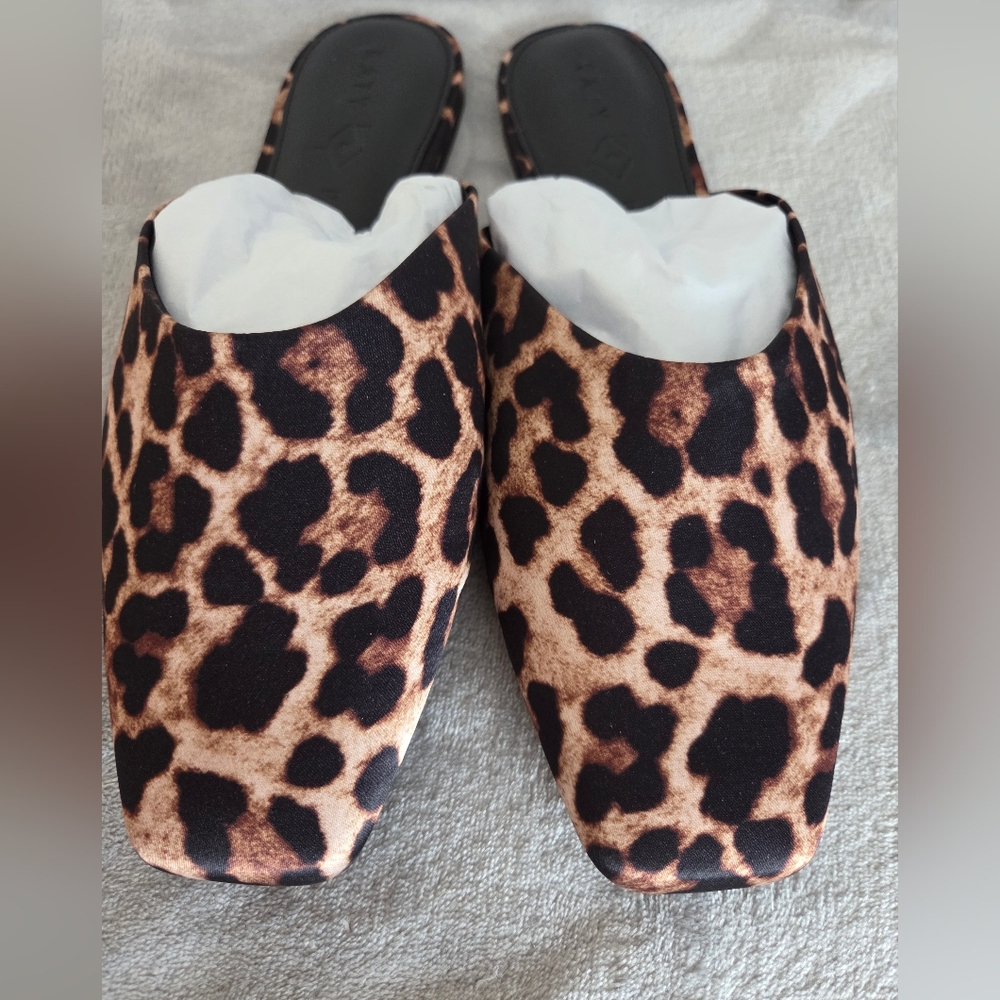 Katy Perry Collection Evie Leopard Satin Mule Sz 10 New In Box